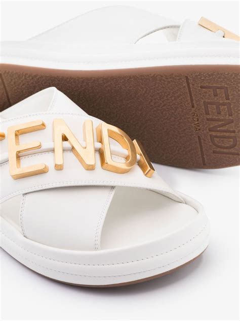 fendi white slides|Altro.